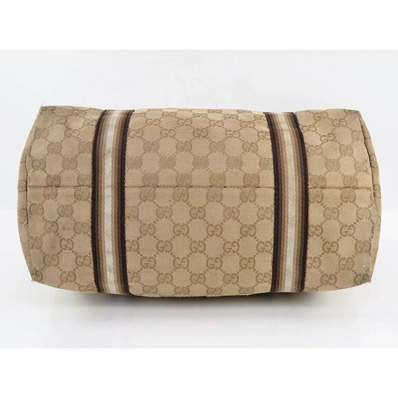 Auth GUCCI Brown GG Canvas and Gold Leather Sherry Line Tote Bag Purse #56244​ - Picture 3 of 14